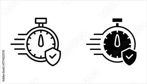 Long Term Protection thin line vector icon set on white background