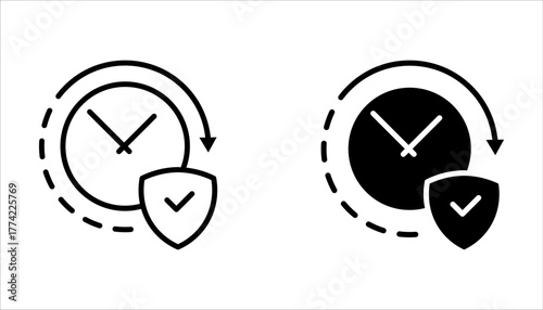 Long Term Protection thin line vector icon set on white background