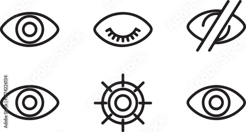 Eye Visibility Privacy and Hidden Outline Vector Icon Set
