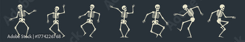 Animated Skeletons Halloween Dance Party Illustration Collection