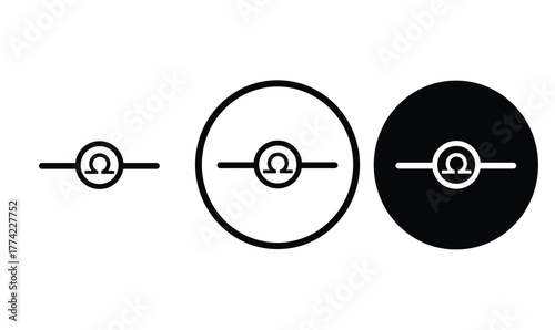 icon Ohmmeter black outline for web site design 
and mobile dark mode apps 
Vector illustration on a white background

