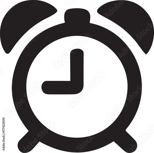 A simple black alarm clock shows nine o'clock with a transparent background