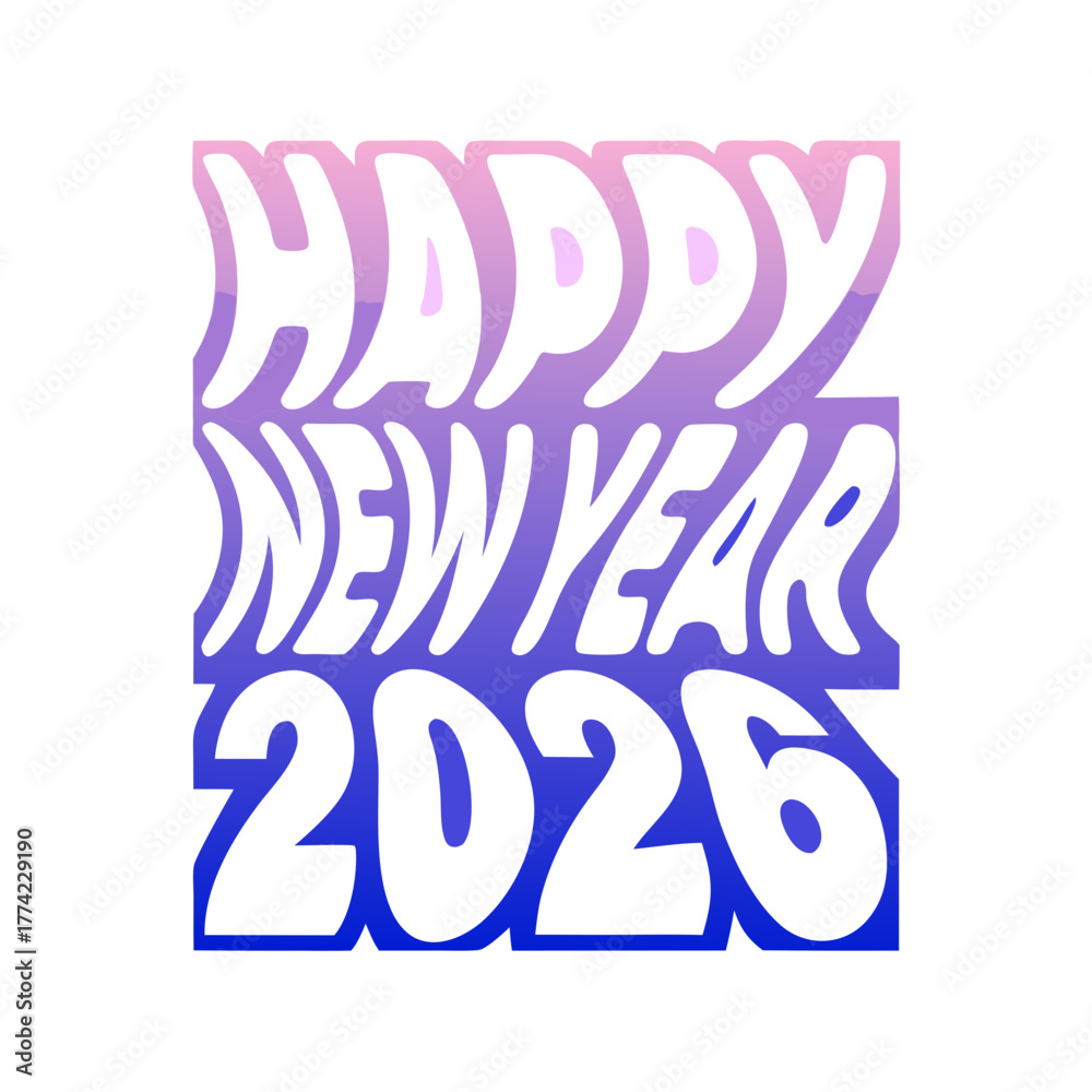 Fototapeta premium Happy New Year 2026 brush stroke text gradient lettering