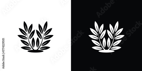 Bushy Topiary with Leaves Isolated on White Background in Minimalist Style Design