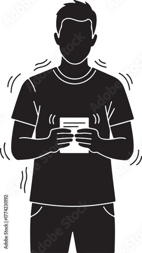  Nervous or Anxious Person Holding Document Illustration, Shaking with Stress or Fear, Mental Health Concept