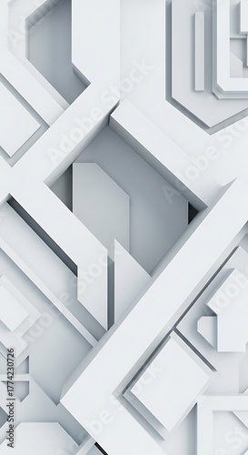 Abstract White Geometric Composition - Modern Architectural Design.