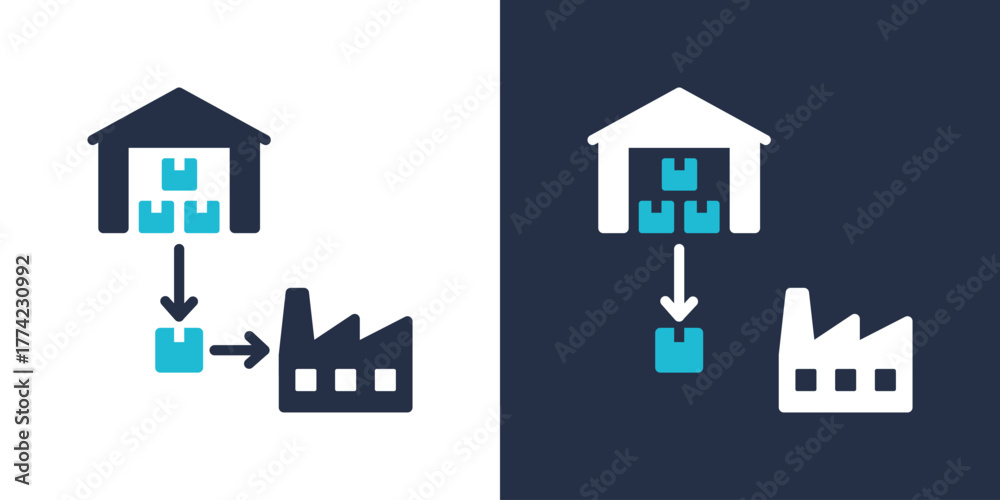 Naklejka premium Material Flow Icon. Flat Style Vector Illustration