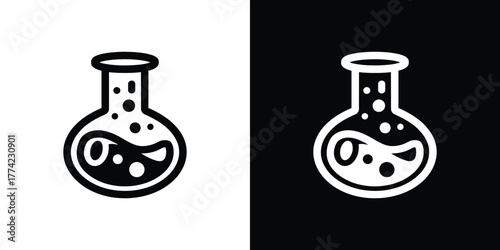 Laboratory Glassware with Fluid and Bubbles Isolated on Transparent Background