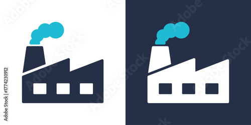 Factory Icon. Flat Style Vector Illustration 