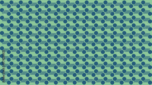 Seamless Geometric Pattern of Blue Interlocking Circles on a Mint Green Background