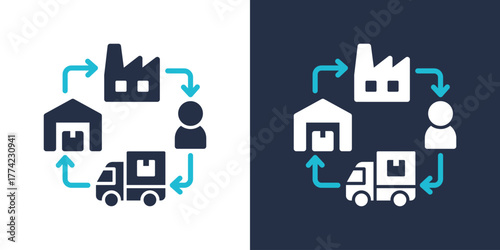 Supply Chain Icon. Flat Style Vector Illustration 