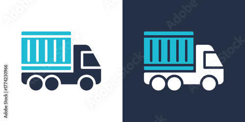 Truck Freight Icon. Flat Style Vector Illustration 