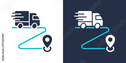 Delivery Route Icon. Flat Style Vector Illustration 