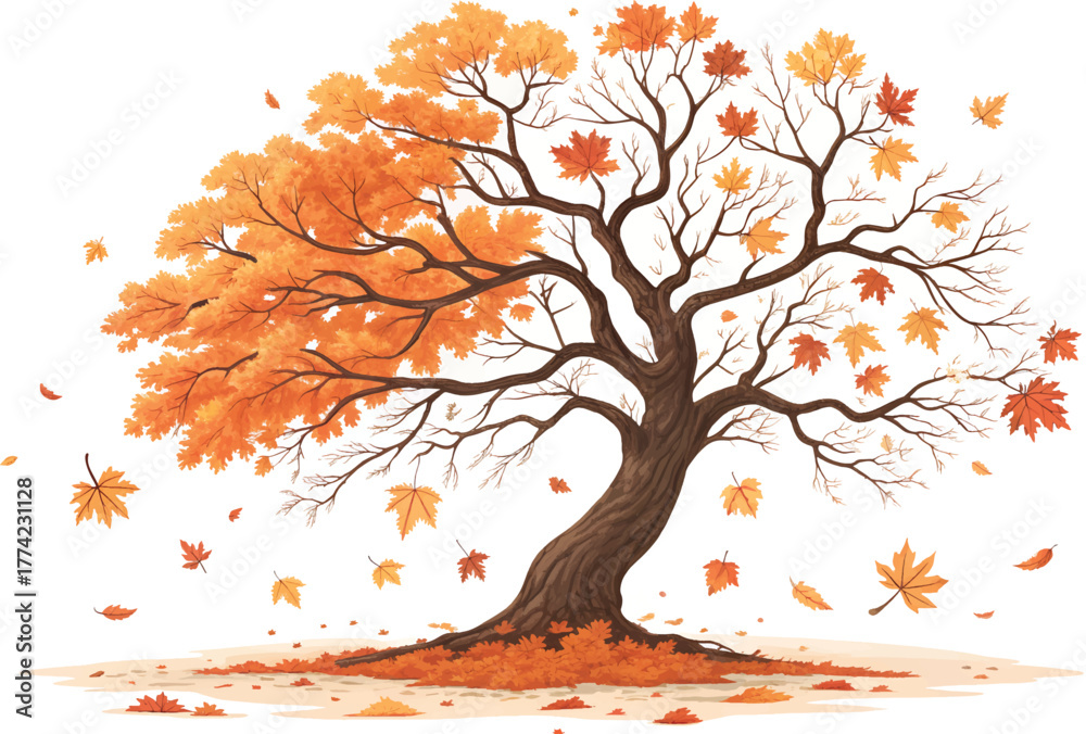 Obraz premium autumn tree vector illustration