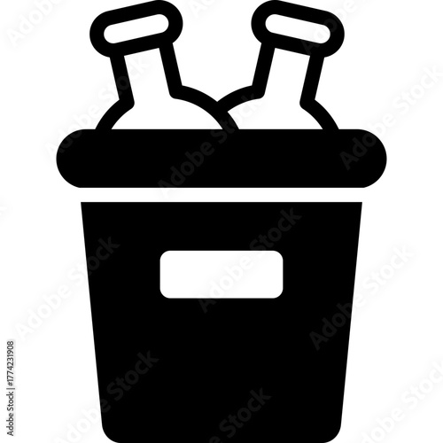 ice bucket icon illustration design with glyph
