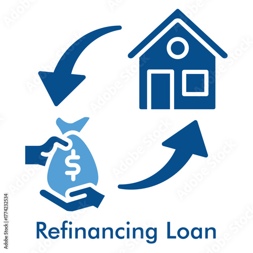 Refinancing Loan Icon in Duotone Solid Style. Vector Illustration