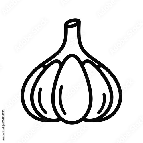 Garlic Bulb Illustration - A Detailed Black and White Outline.