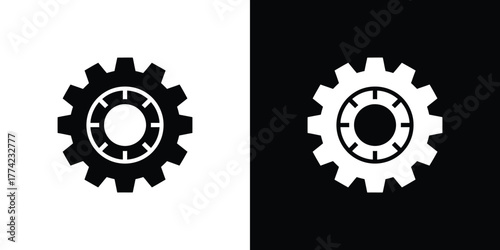 Gears Mechanism Silhouette, Cogwheel Configuration Element, Settings Icon, Engineering Theme