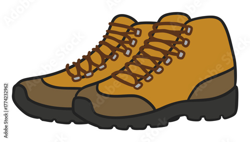 ミッドカットの登山靴のイラスト