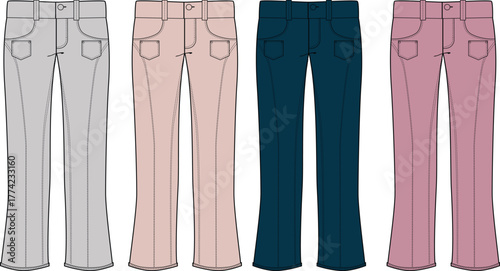 Four Pairs of Stylish Casual Pants for Women in Various Colors and Designs for Fashion