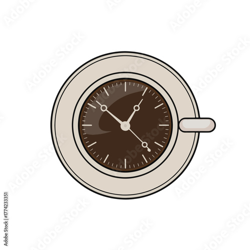 Coffee Cup with Clock Motif
