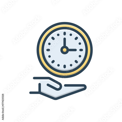 Color illustration icon for time saving