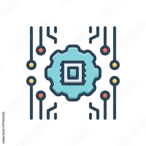 Color illustration icon for automated