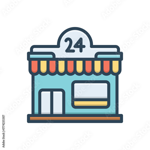 Color illustration icon for convenience store