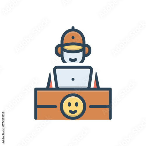 Color illustration icon for customer friendly