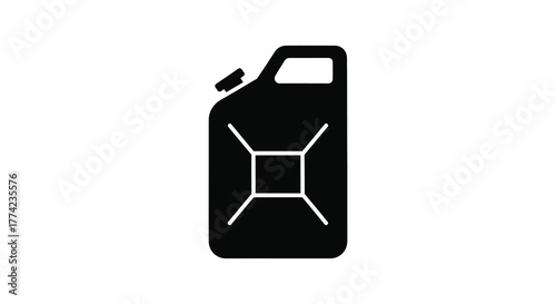 Simple black silhouette of a classic jerrycan fuel container isolated on a white background