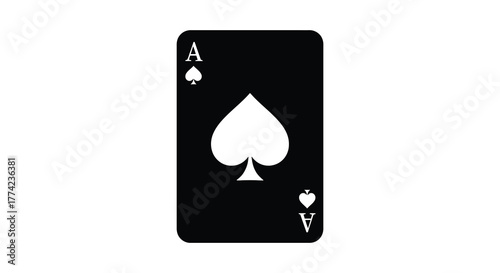 Bold black and white silhouette of the ace of spades playing card