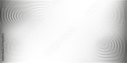Abstract halftone Dotted monochrome gradient wave background. eps10
