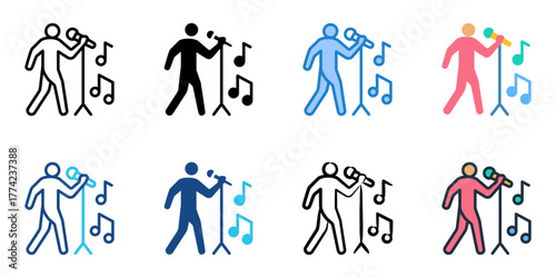 Singer icon set multiple style collection 
