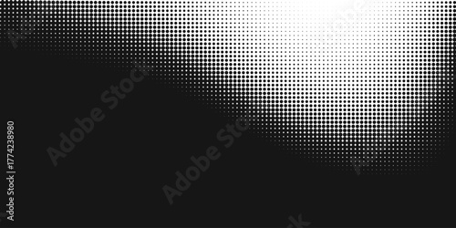Abstract halftone Dotted monochrome gradient wave background. eps10