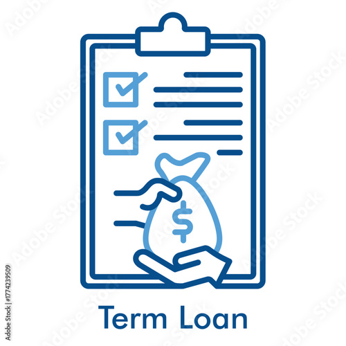 Term Loan Icon in Outline Color Style. Vector Illustration