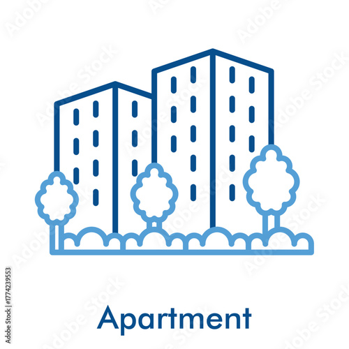 Apartment Icon in Outline Color Style. Vector Illustration