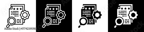 Management Review Icon Set In Black And White Filled Style Collection