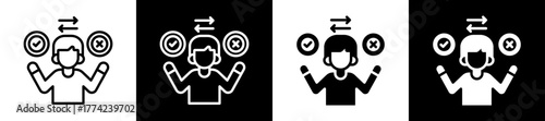 Decision Making Icon Set In Black And White Filled Style Collection