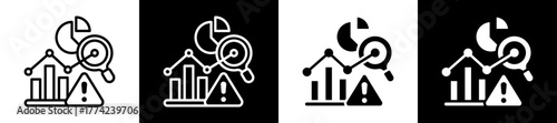 Risk Analysis Icon Set In Black And White Filled Style Collection