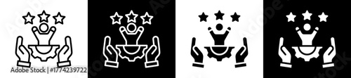 Reputation Management Icon Set In Black And White Filled Style Collection