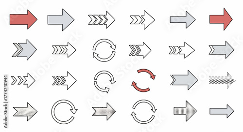 Arrow vector set for website and app interfaces featuring directional elements with a modern style