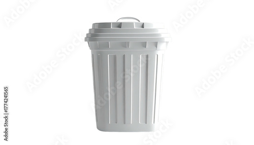 Wallpaper Mural A white trash can with a lid and handle against a black background Torontodigital.ca