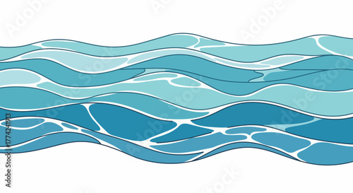 Fluid Motion A Seamless Vector Pattern of Tranquil Water Waves