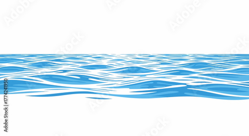 Vector Illustration of Rippling Blue Water Surface with Waves