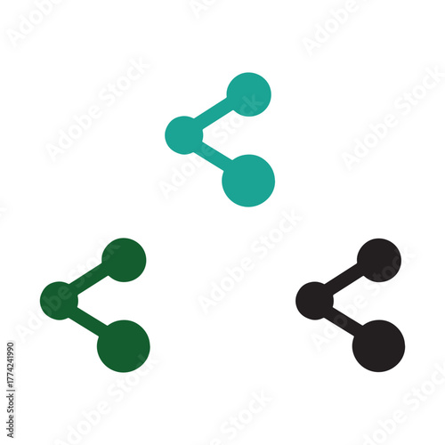 Minimal Share Icons Pack – Flat Node Link Style in Teal, Green and Black
Modern flat share icons in teal, green, and black for apps, websites, and social media use.