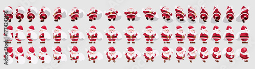 2等身ピースサインをしているサンタクロース（正面・あらゆる角度・3D）