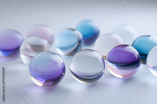 Transparent Plastic Spheres with Internal Color Gradients for Modern Material Design and Visual Art