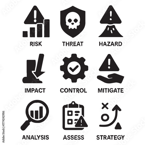 risk management icon set vector