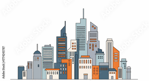 Urban Skyline Vector Illustration Dynamic Composition of Modern City Buildings