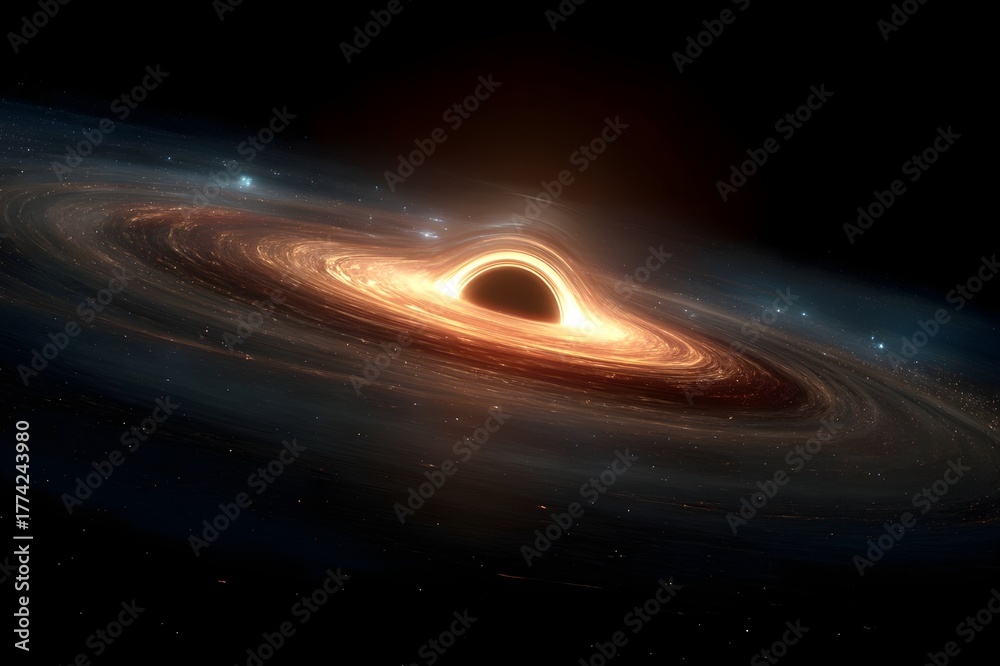 Fototapeta premium Black Hole with Accretion Disk in Deep Space for Cosmic Phenomenon and Astronomy Photography